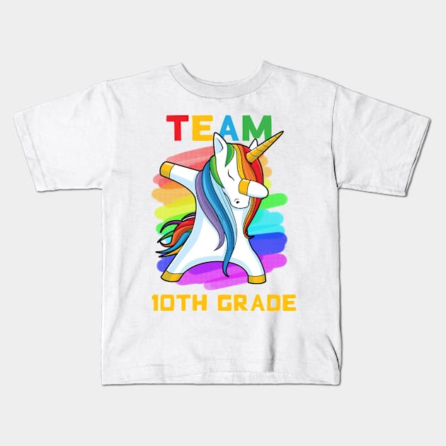 Team 10TH GRADE Unicorn Dabbing Gift Back To School Kids T-Shirt by johnbbmerch